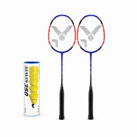 Set de badminton de jardin – 2 raquettes et balles en plastique jaunes