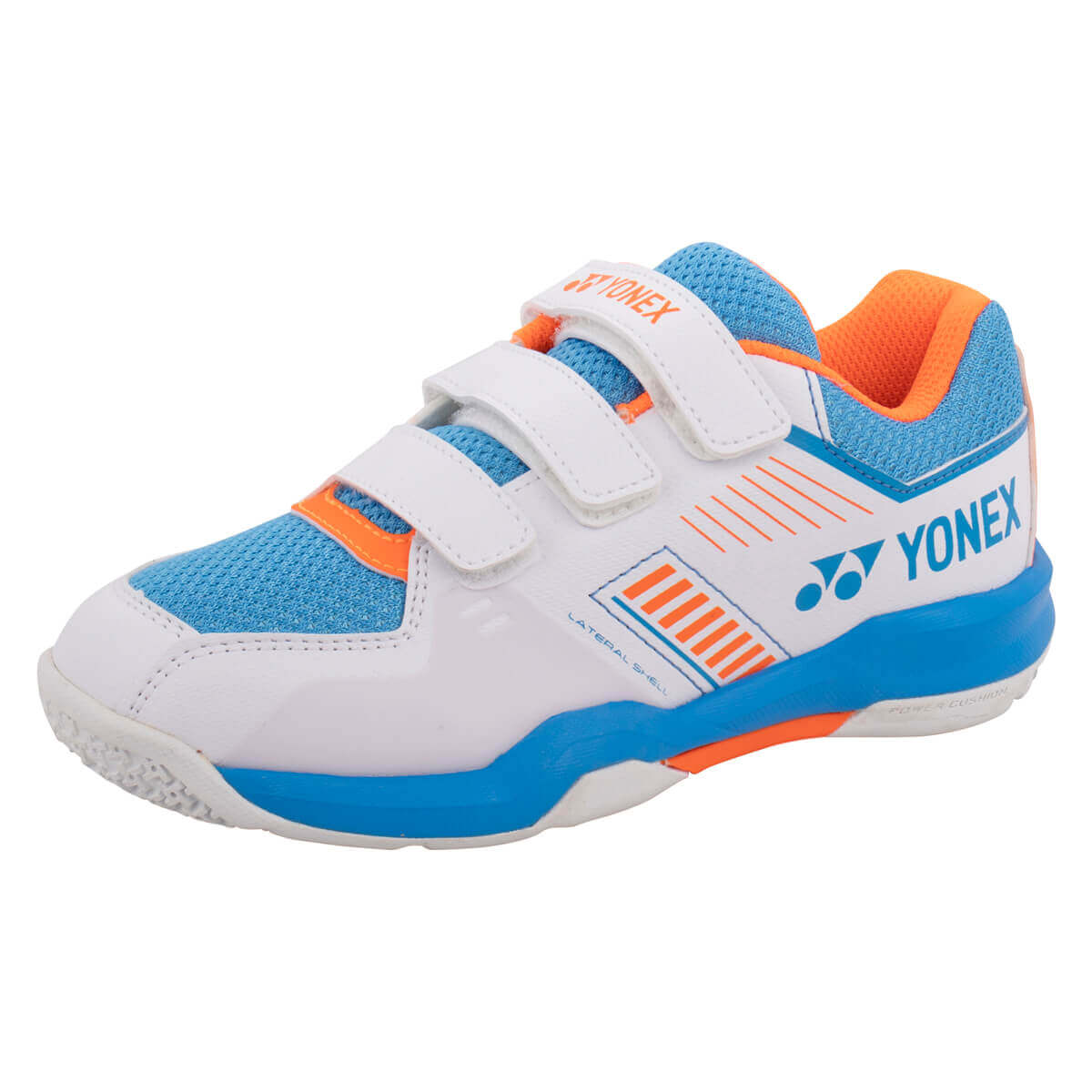 YONEX Strider Flow Weiß/Blau/Orange - Kinder - Bash Badminton-Shop