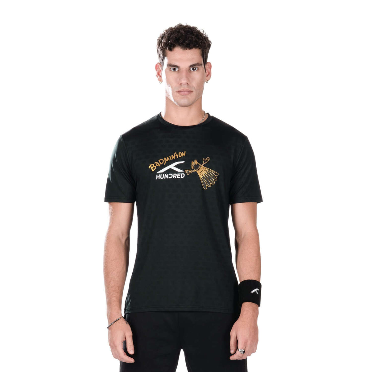 Hundred Logo Badminton T-Shirt - Schwarz/Gold