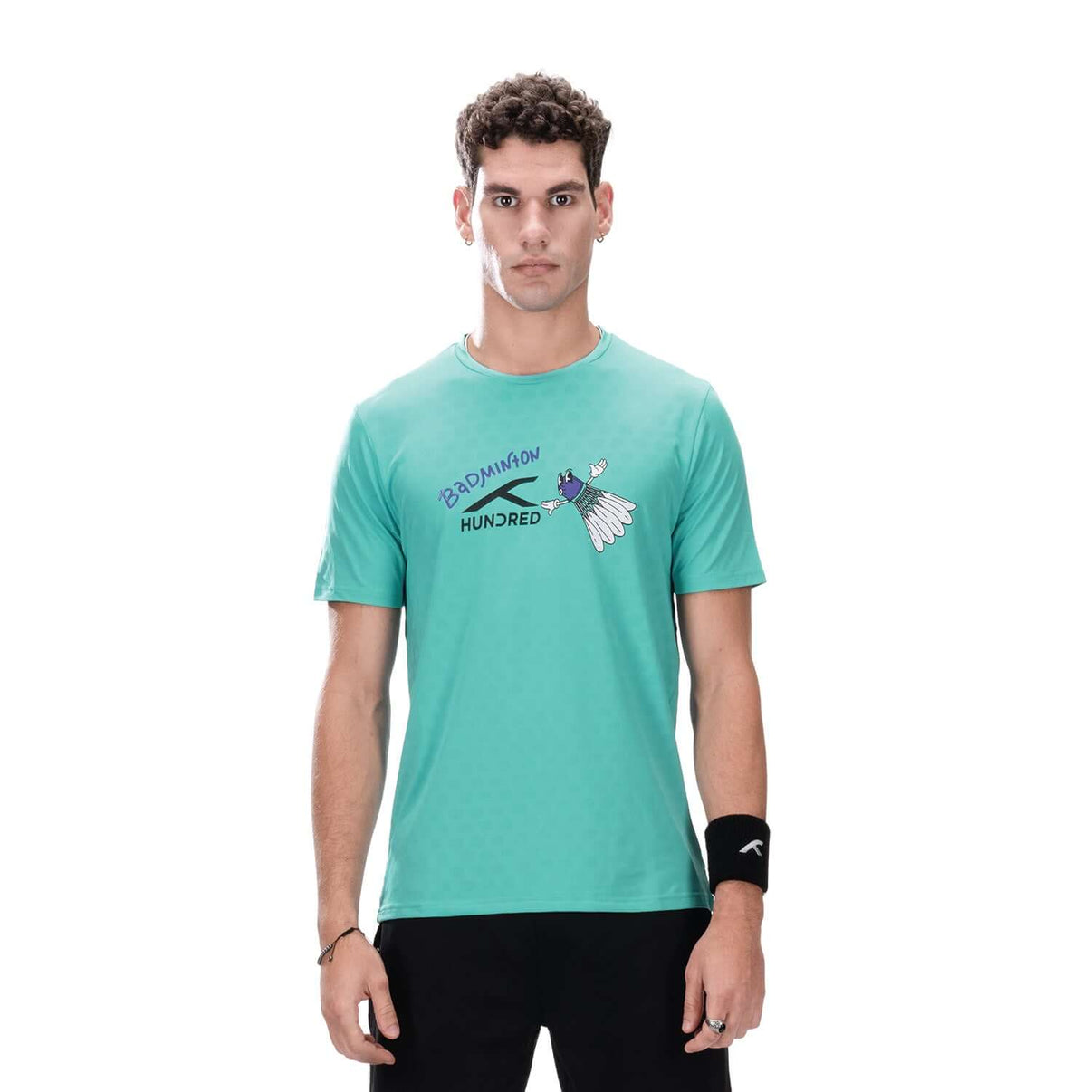 Hundred Logo Badminton T-Shirt - Türkis/Multicolor