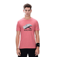 Hundred Logo Badminton T-Shirt - Koralle/Schwarz