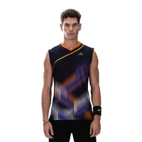 Hundred Badminton Ärmelloses T-Shirt - Marineblau/Orange
